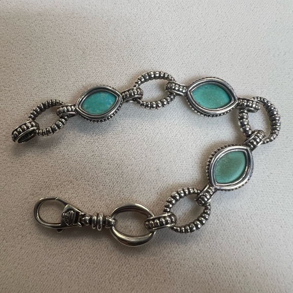 LAGOS Venus Sterling Silver Genuine Turquoise Doublets Link Bracelet - Picture 3 of 6